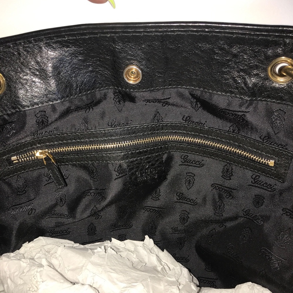 Gucci large black leather tote bag